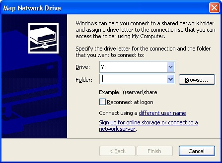 Description: image of Windows GUI for connect to server